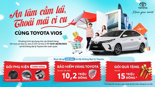 Chương trình ưu đãi từ hệ thống đại lý Toyota trên toàn quốc cho khách hàng mua xe Vios tháng 9/2022